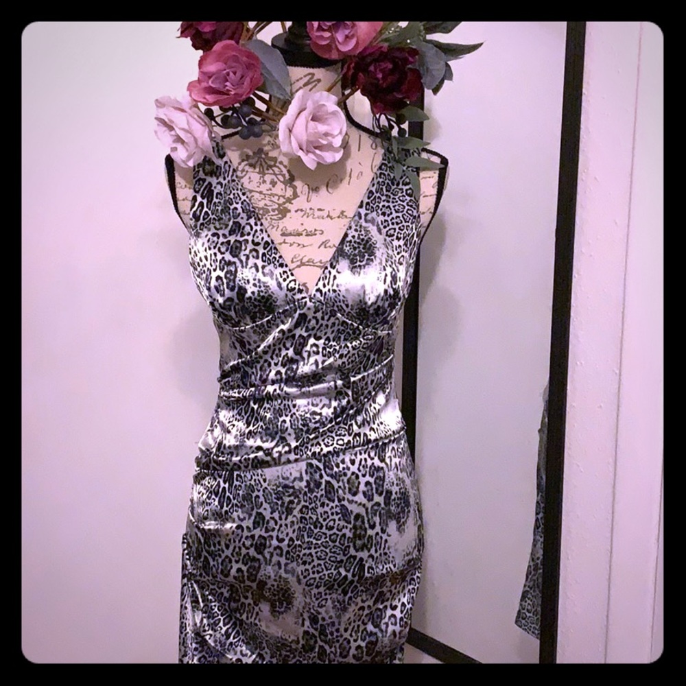 V-Neck Animal-Print Dress